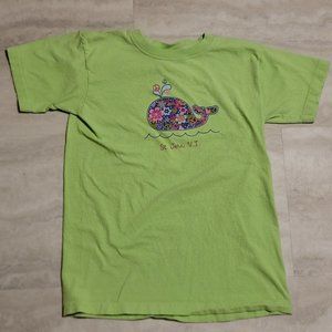 Kia Tees Lime Green Womens/Kids Peace Whale Grasphic T-Shirt 14-16 Small